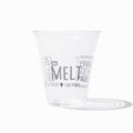Close-up of 12 oz clear pet ice cream cups stacked and ready to serve