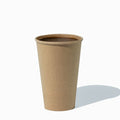 Close-up of 16 oz kraft paper ice cream cups stacked and ready to serve