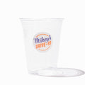Close-up of 16 oz clear pet ice cream cups stacked and ready to serve