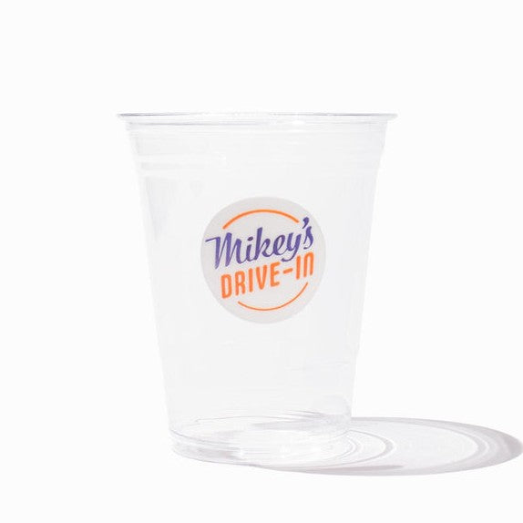 Close-up of 16 oz clear pet ice cream cups stacked and ready to serve