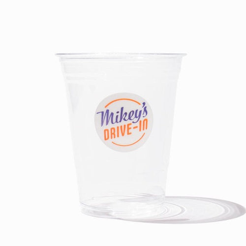 Close-up of 16 oz clear pet ice cream cups stacked and ready to serve