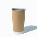 Close-up of 20 oz kraft paper ice cream cups stacked and ready to serve