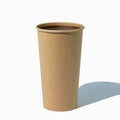Close-up of 20 oz kraft paper ice cream cups stacked and ready to serve