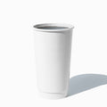 Close-up of 20 oz white paper ice cream cups stacked and ready to serve