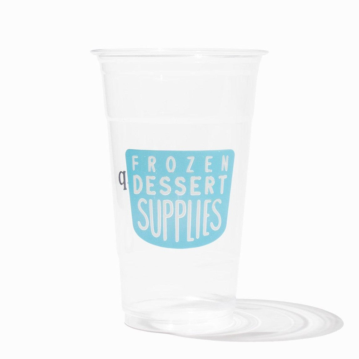 Close-up of 24 oz clear pet ice cream cups stacked and ready to serve