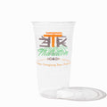 Close-up of 1 Quart clear pet ice cream cups stacked and ready to serve