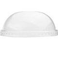 Close-up of 4 oz clear cup lids stacked and ready to serve