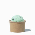 Close-up of 4 oz kraft compostable ice cream cups stacked and ready to serve