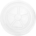 Close-up of 5 oz clear cup lids stacked and ready to serve