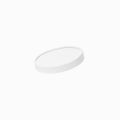Close-up of 16 oz white paper cup lids stacked and ready to serve