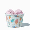 Close-up of 8 oz ice cream cups stacked and ready to serve
