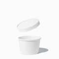 Close-up of 8 oz white cup lids stacked and ready to serve
