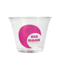 Close-up of 9 oz clear pet ice cream cups stacked and ready to serve