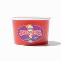 Close-up of 3 oz ice cream cups stacked and ready to serve