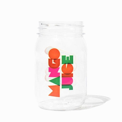 Close-up of 16 oz mason jars stacked and ready to serve