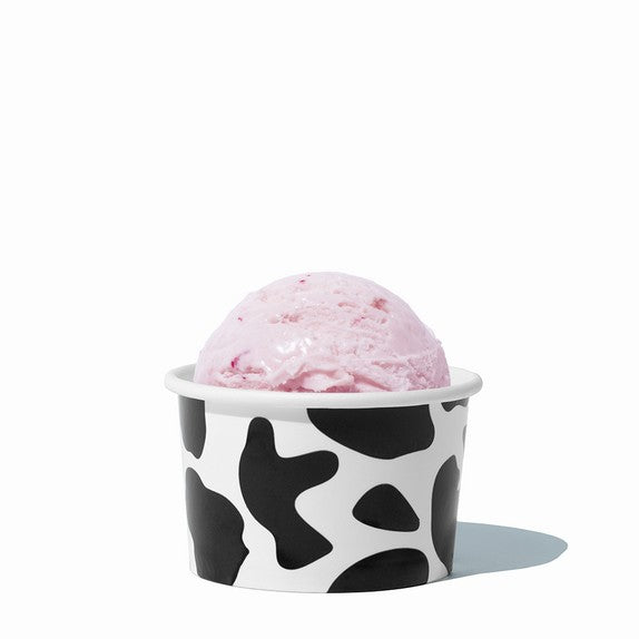 Close-up of 4 oz black ice cream cups stacked and ready to serve