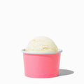 Close-up of 4 oz pink ice cream cups stacked and ready to serve