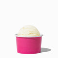 Close-up of 4 oz pink ice cream cups stacked and ready to serve