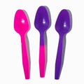 Close-up of assorted tasting spoons stacked and ready to serve