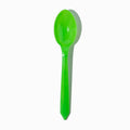 Close-up of green tasting spoons stacked and ready to serve