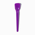 Close-up of purple tasting spoons stacked and ready to serve