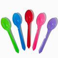 Close-up of assorted tasting spoons stacked and ready to serve
