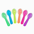Close-up of assorted tasting spoons stacked and ready to serve